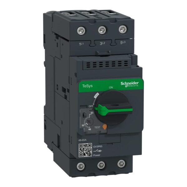 Guardamotor Termomagnético TeSys GV3 AC-3 48-65A 50KA 3P3D Manija Rotativa GV3P65